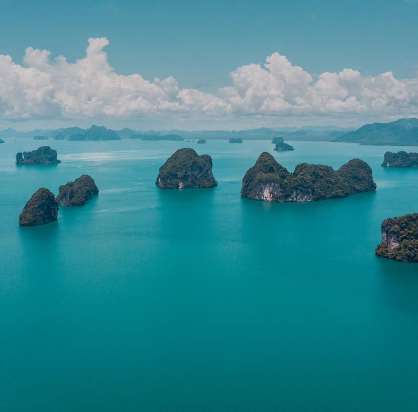 Phuket island sceneries with blue seas and skies