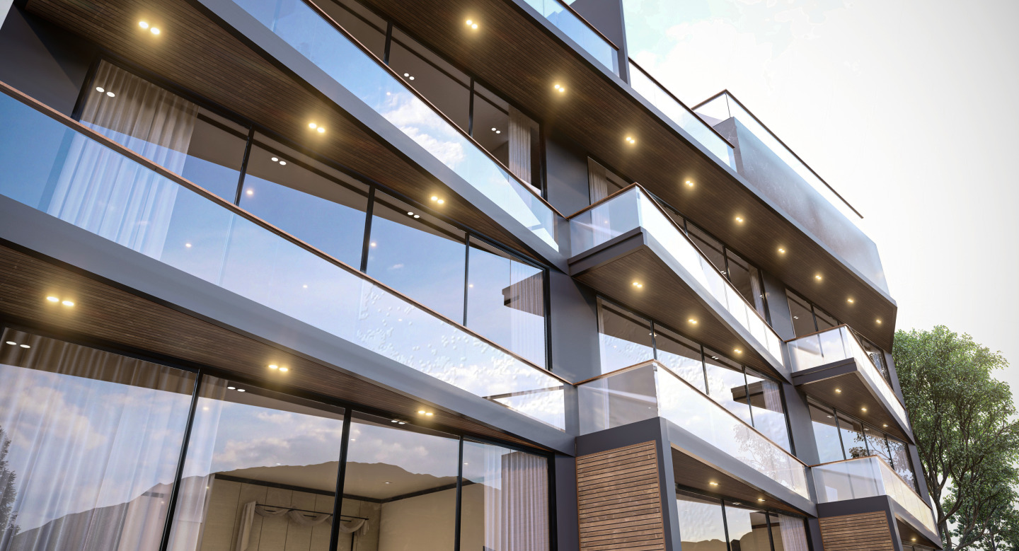 Exterior balcony area with wood ceilings